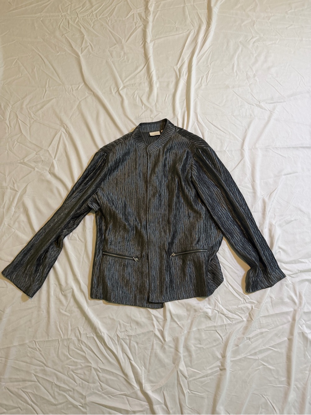 Chico’s Emerald Green Crinkle Textured Jacket Size 3 XL